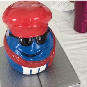 Collectible Blue M&M Cookie/Candy Jar 4.23 Oz Color Blue/Red /Wht CANDY NOT  INC